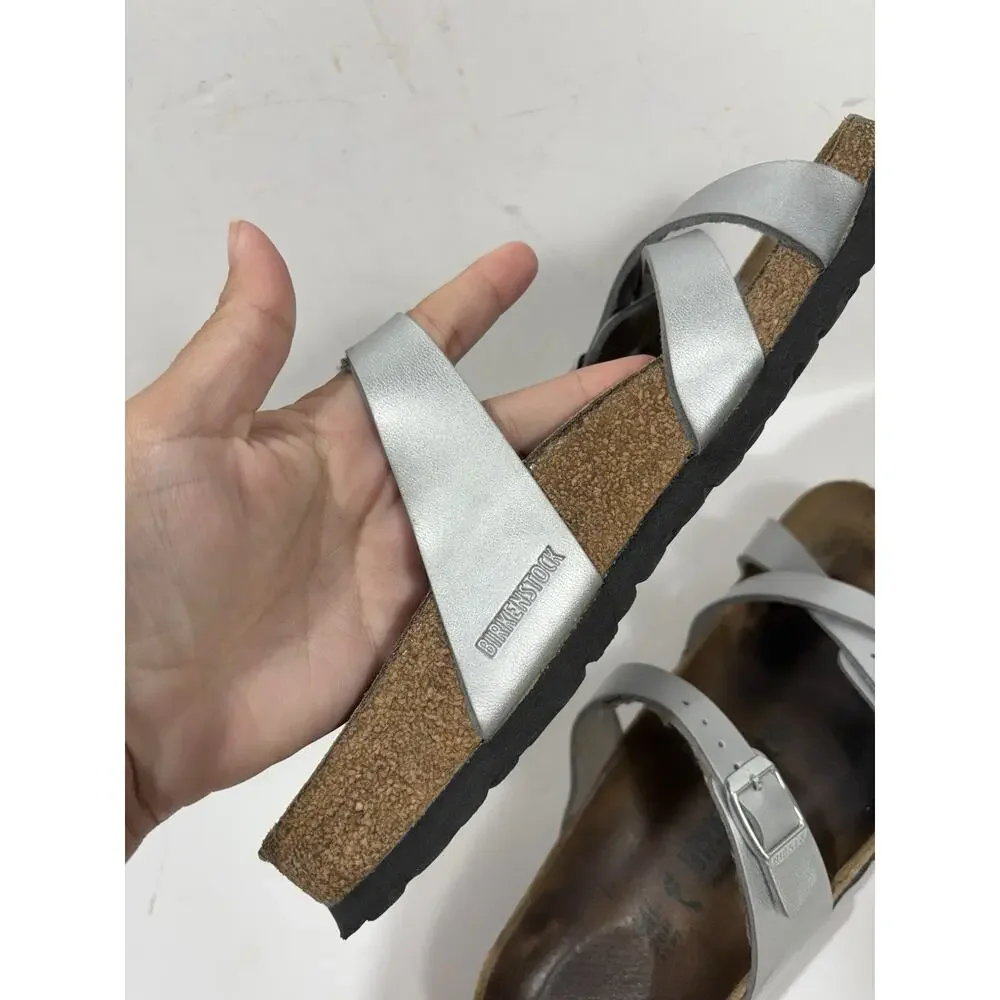 Birkenstock Franca Silver Birko Flor Narrow‎ Sandals Sz 40 (US 9 -9.5) Sandal